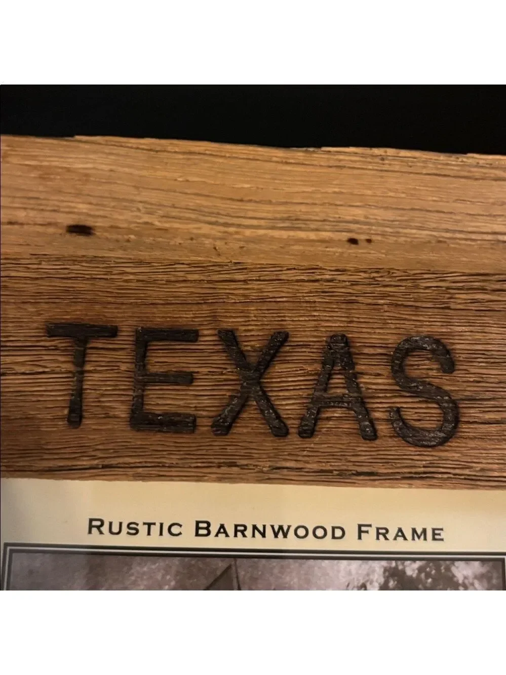 Houston Texas photo frame 4”x 6” home rustic wood stars stamped embossed writing